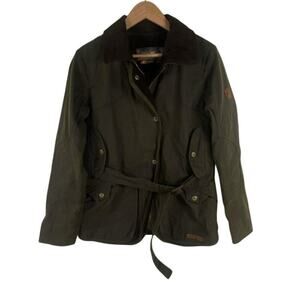 Eddie Bauer Waxed Cotton Chore Jacket – Belted Field Coat Workwear Preppy Small